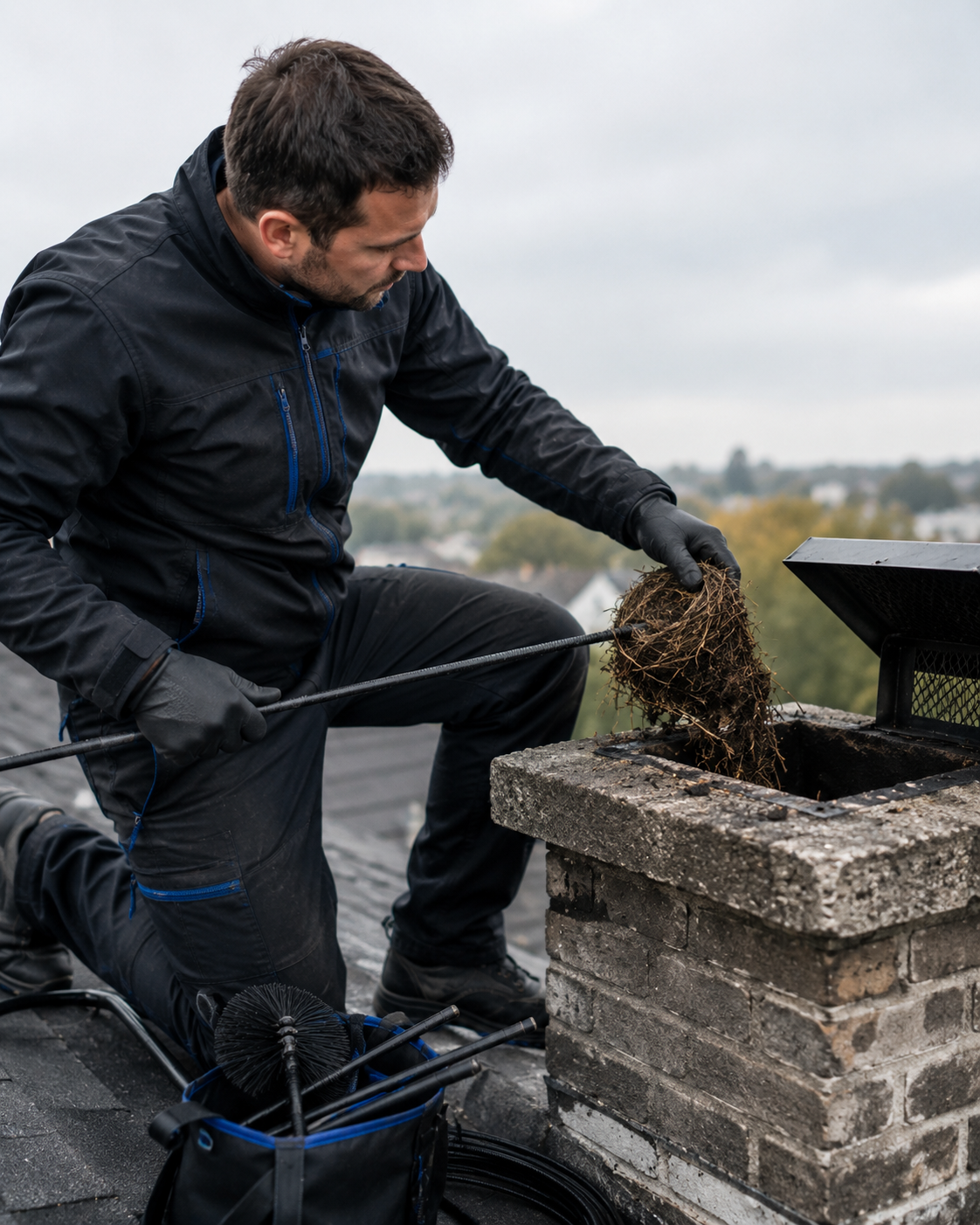 Extraction de nids dans conduit de cheminée